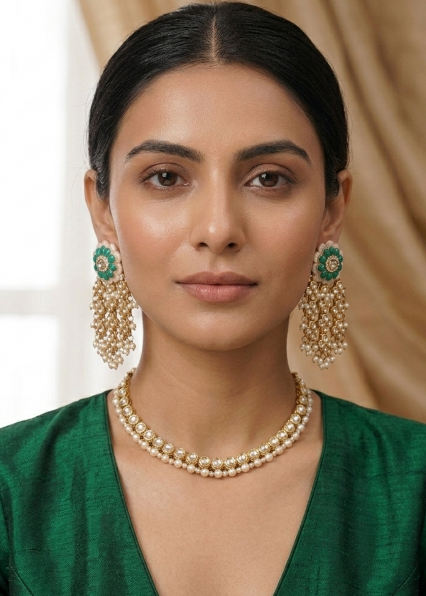 Emerald Blossom Cascade Earrings