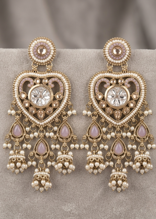 Lavender Pearl Heart Chandeliers