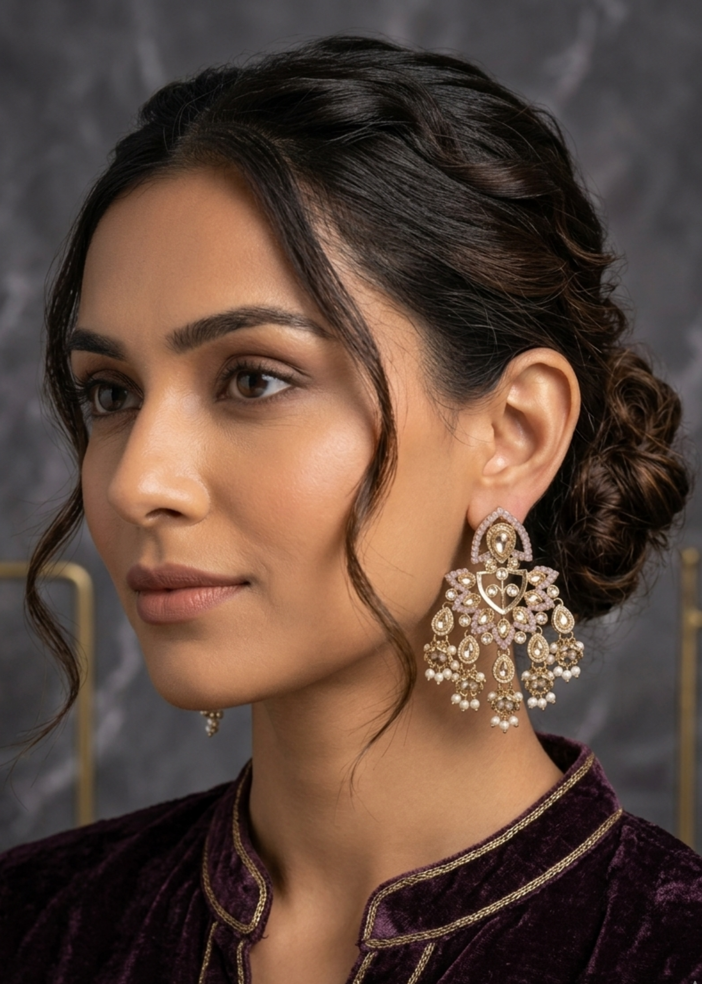 Lilac Noor Chandbali Earrings