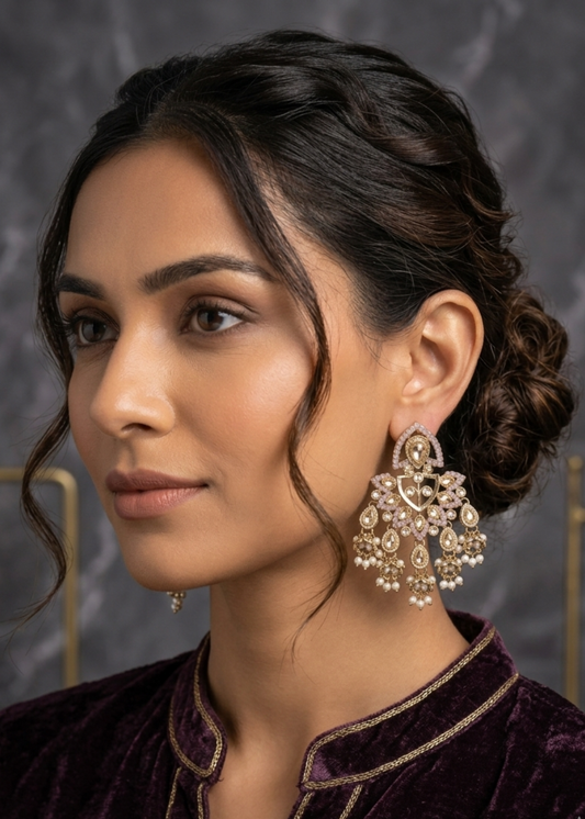 Lilac Noor Chandbali Earrings