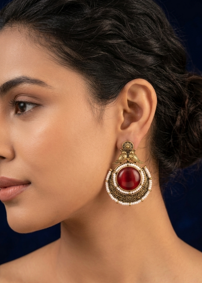 Ruhani Crimson Birdsong Stud Earrings