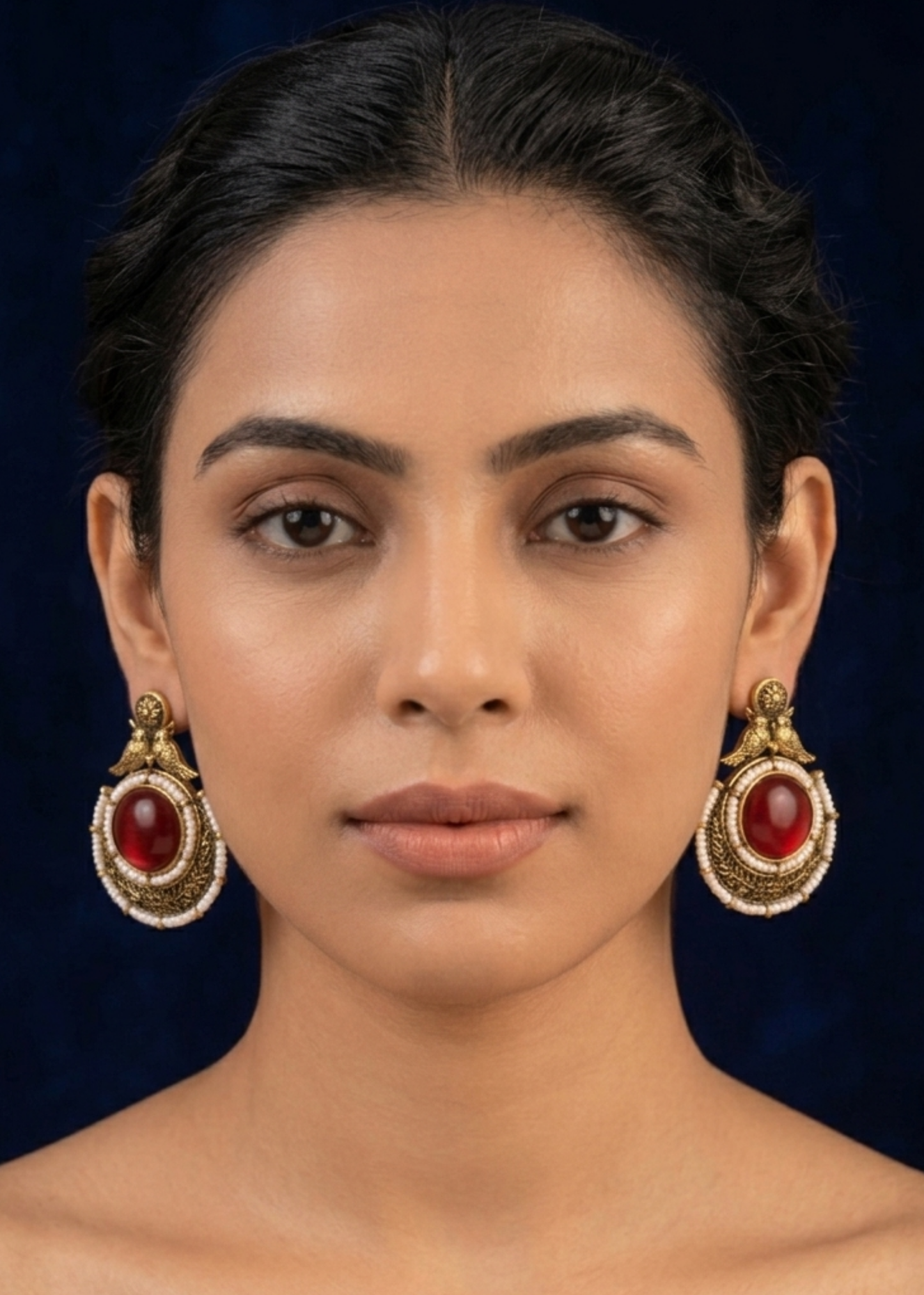 Ruhani Crimson Birdsong Stud Earrings
