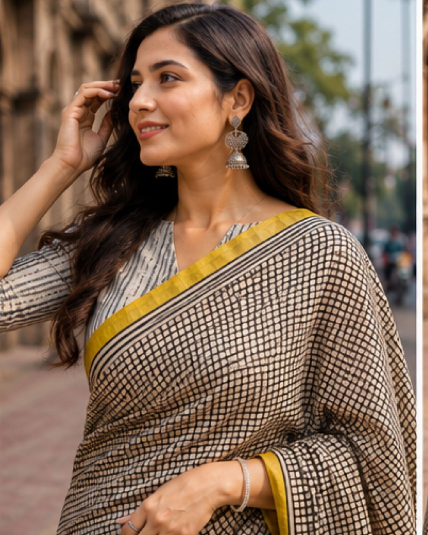 Hand Block Printed Chanderi Silk Saree with Blouse