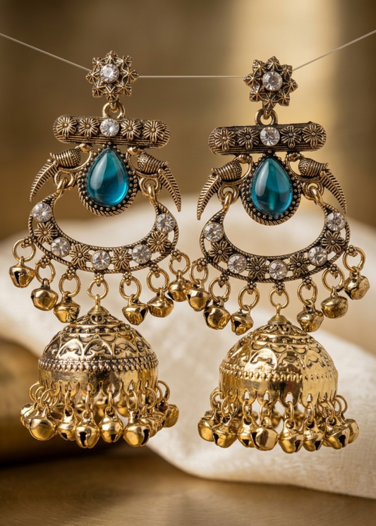 Neel Tara Kashmiri Jhumkas