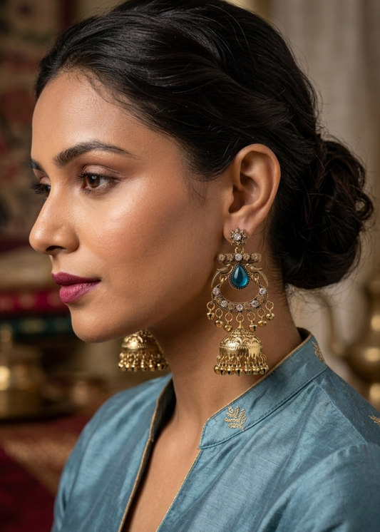 Neel Tara Kashmiri Jhumkas