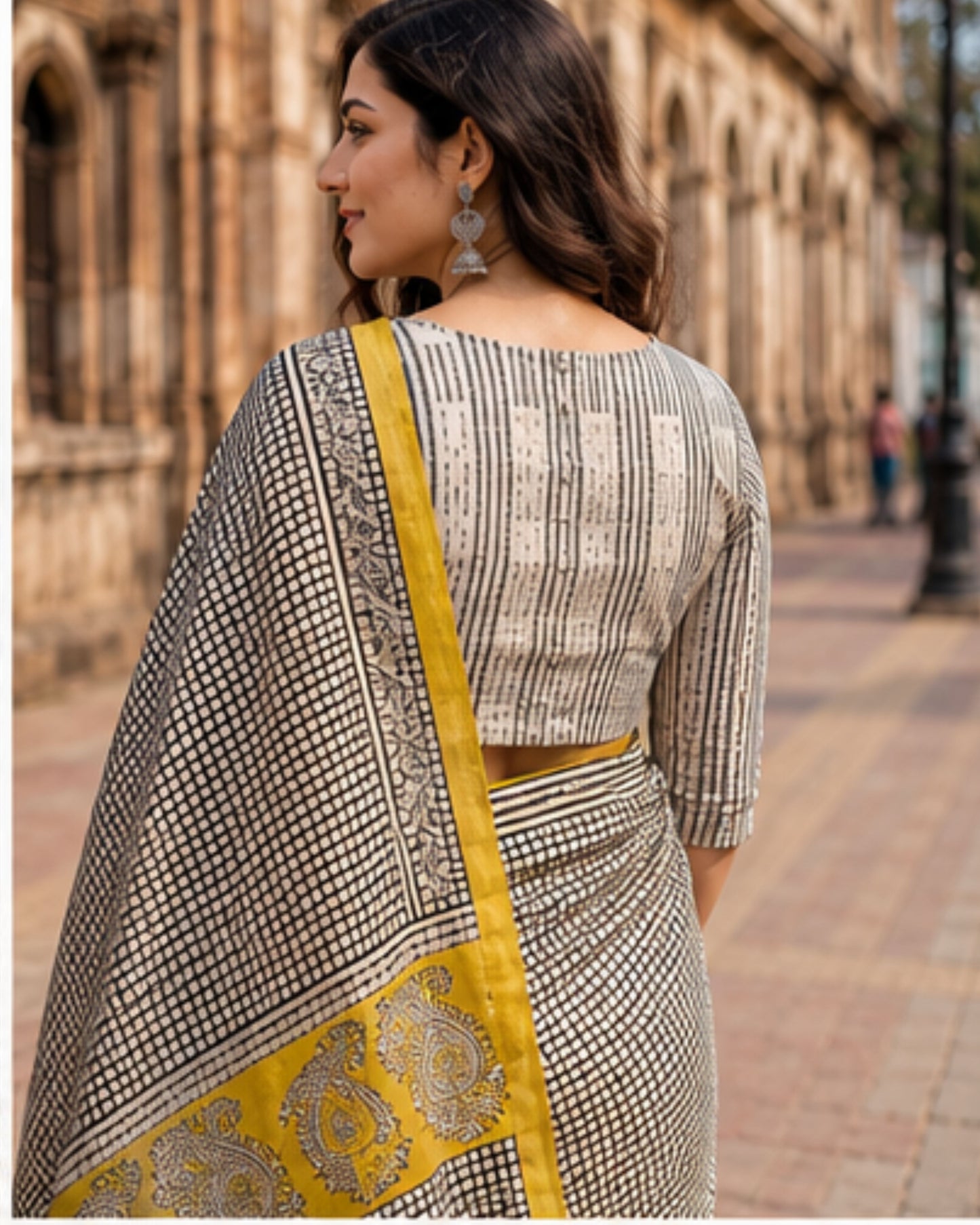Hand Block Printed Chanderi Silk Saree with Blouse