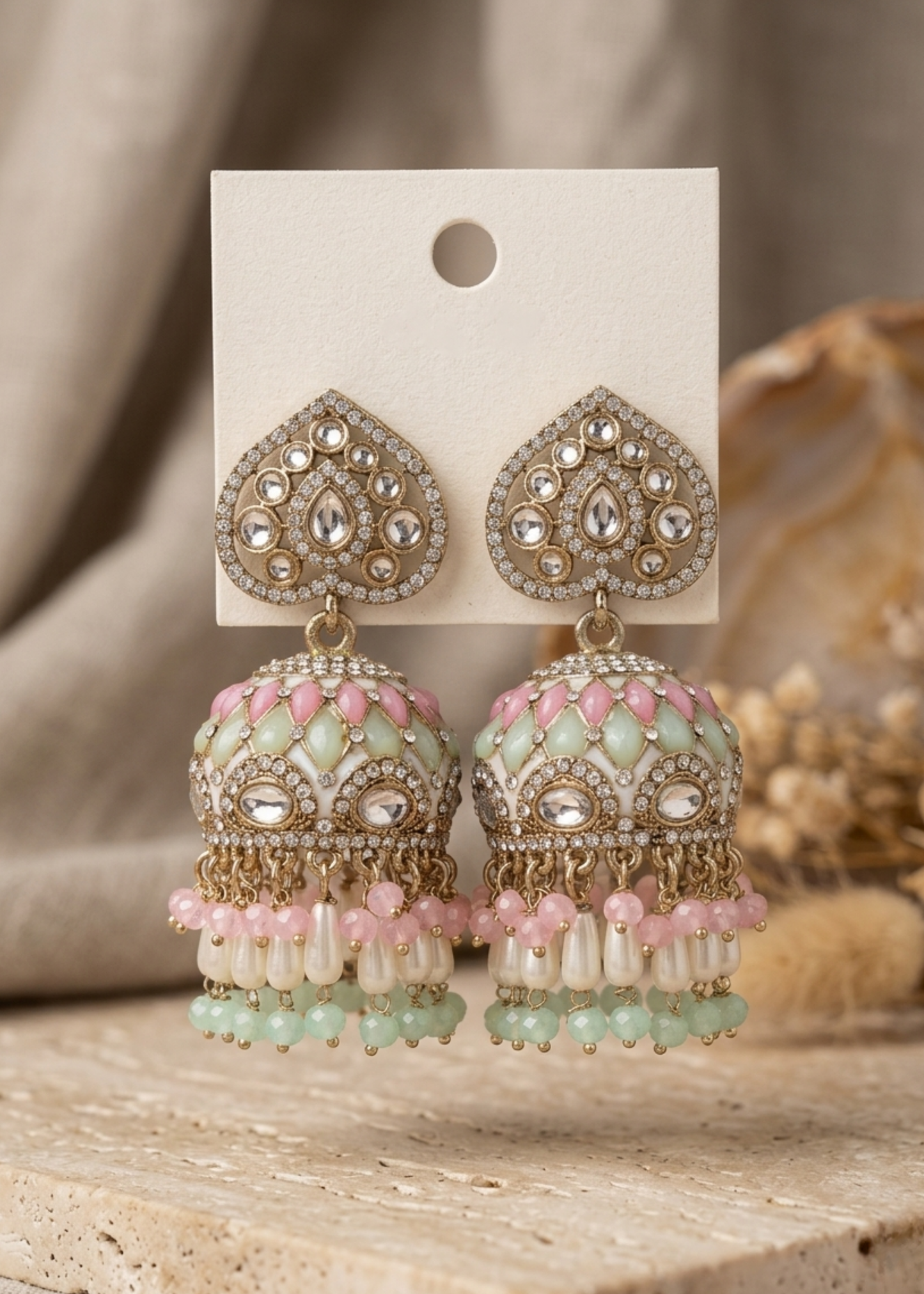 Gulzar Pastel Kundan Jhumkas