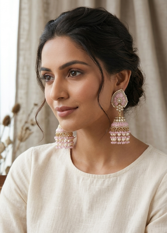 Gul Noor Pearl Jhumkas