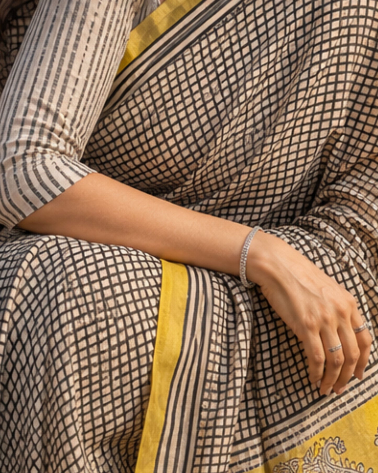 Hand Block Printed Chanderi Silk Saree with Blouse