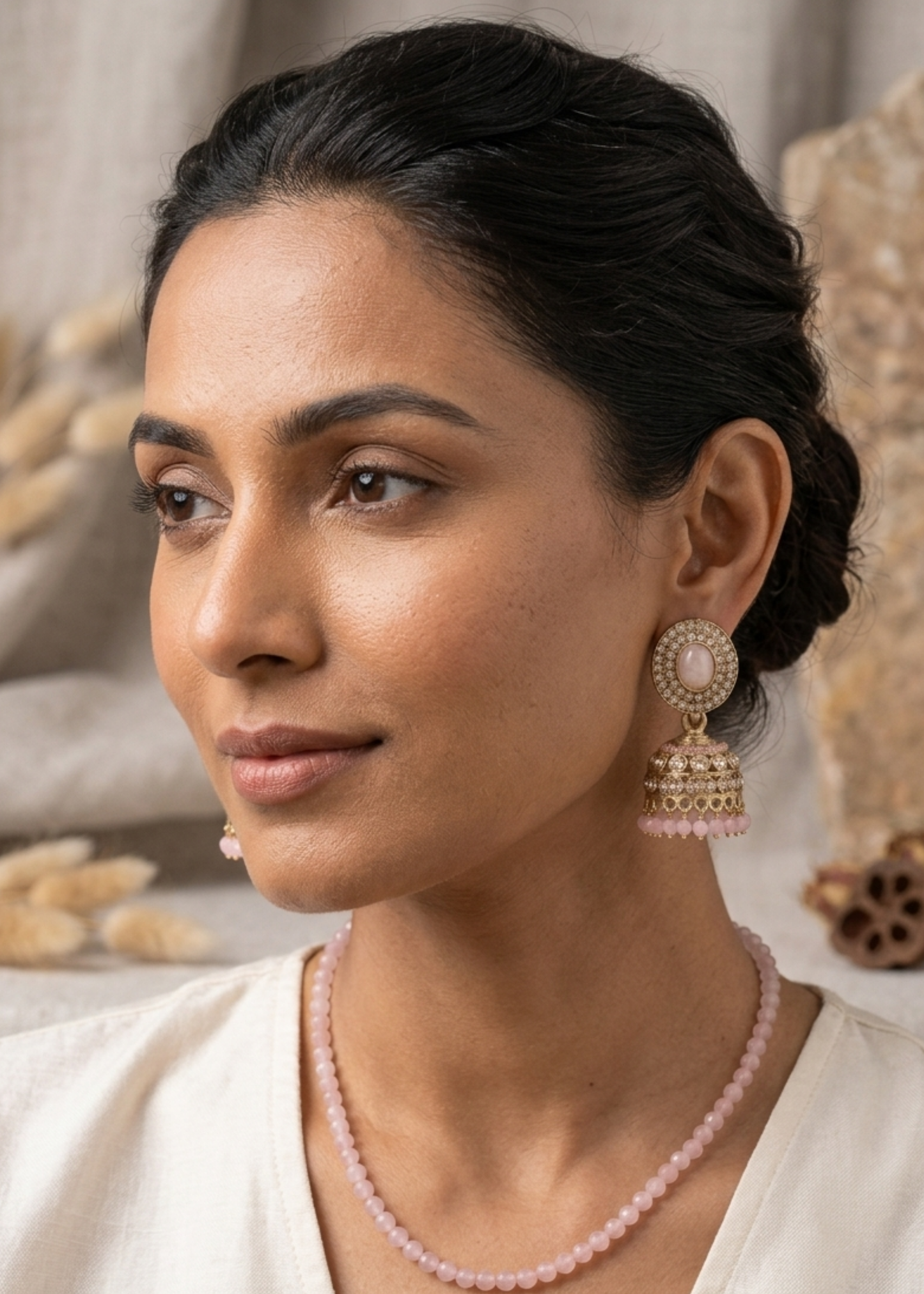Gul Rosé Kundan Jhumkas