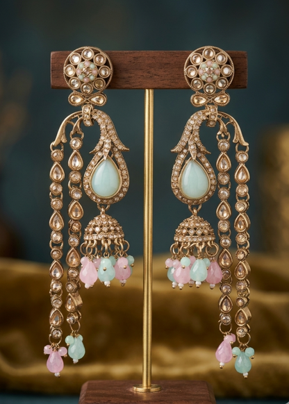 Aabroo Pastel Chand Jhumkas