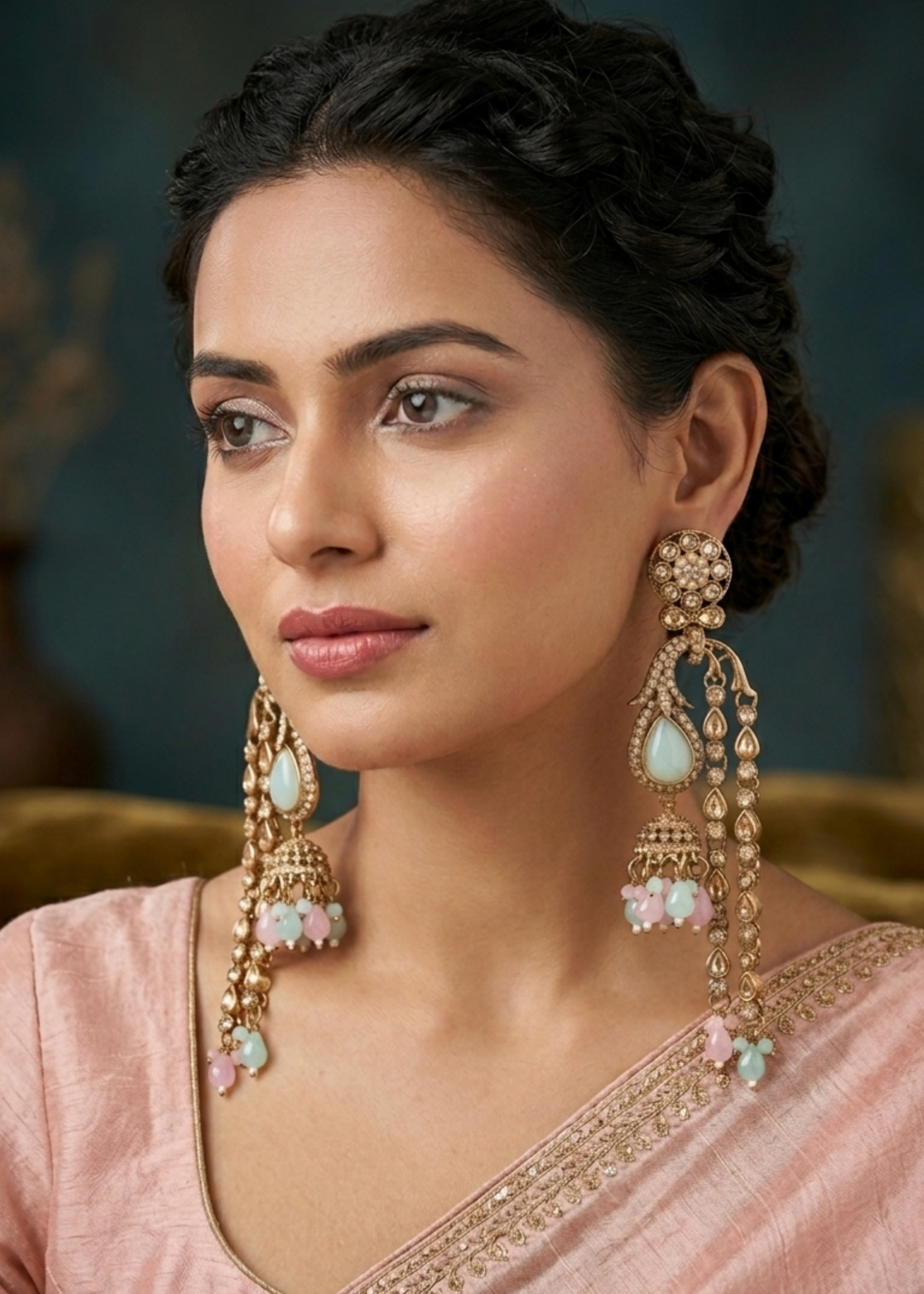 Aabroo Pastel Chand Jhumkas