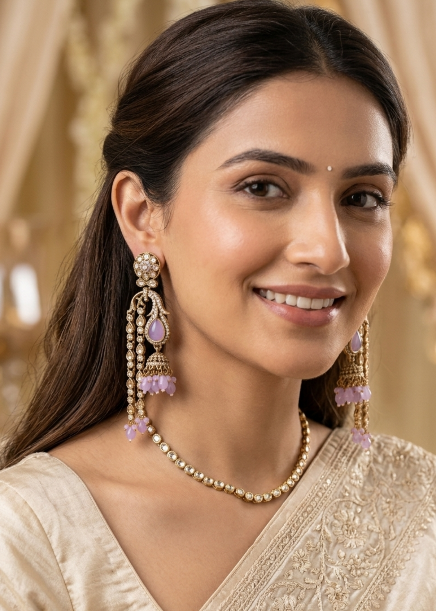 Lavender Noor Chand Jhumkas