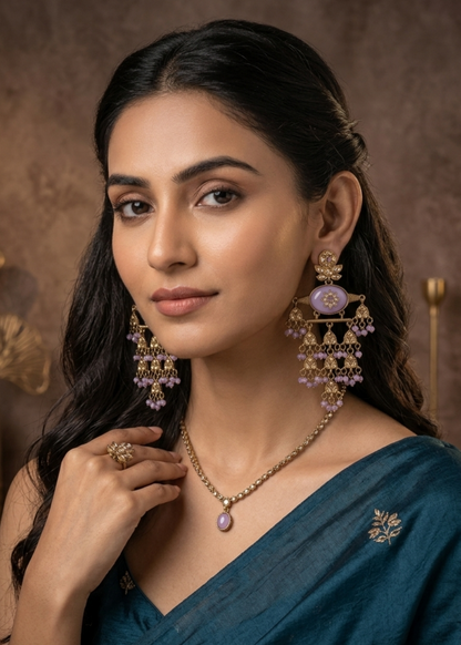 Lavender Jharokha Earrings