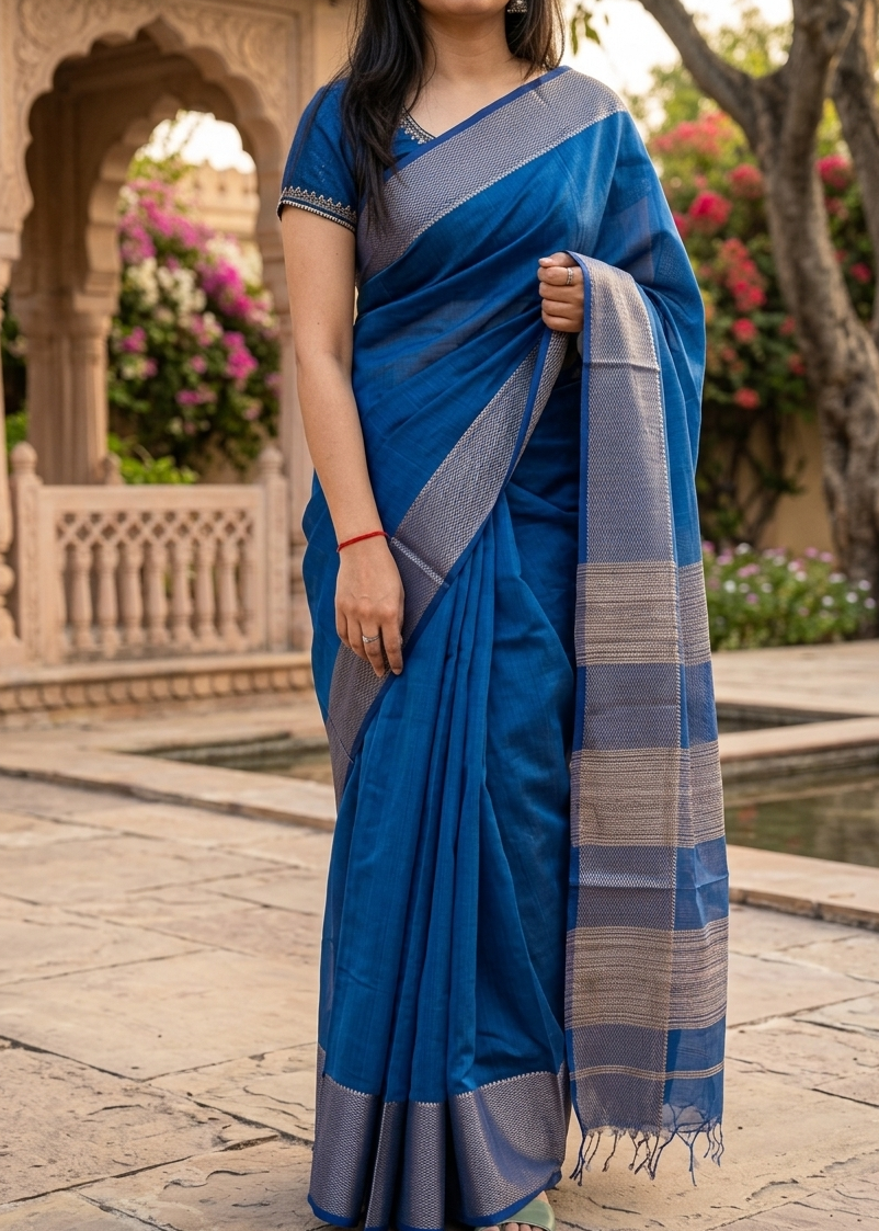 Rajnili Maheshwari Saree with Kosa Pallu