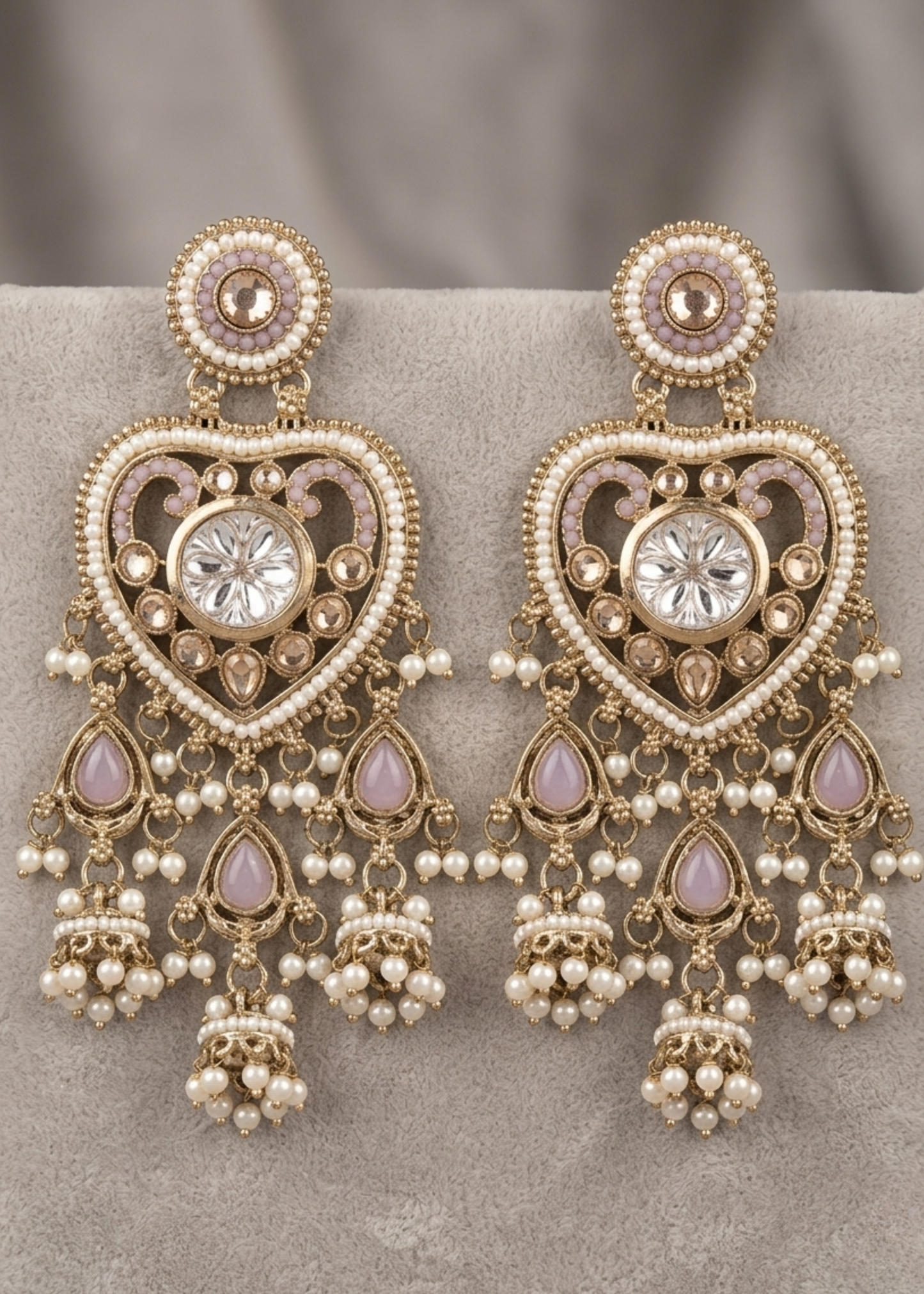 Lavender Pearl Heart Chandeliers
