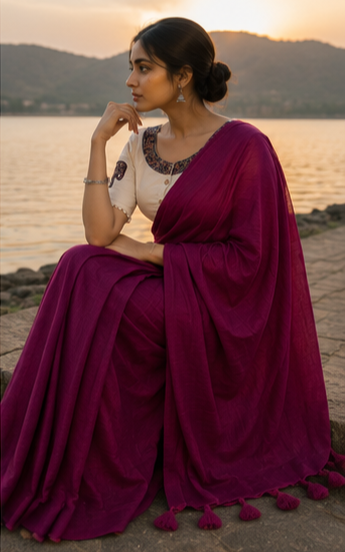 Rama Green Fancy Khadi Cotton Saree with Khadi Cotton Blouse